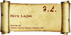 Hirs Lajos névjegykártya